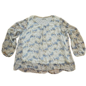 Elena Baldi women Silk blouse Italy Lined long sleeves in flower Size 3X A001410